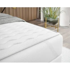 Lit continental Baltimore 180, Unique, Blanc, Faux cuir, Disponible><noscript><img width=
