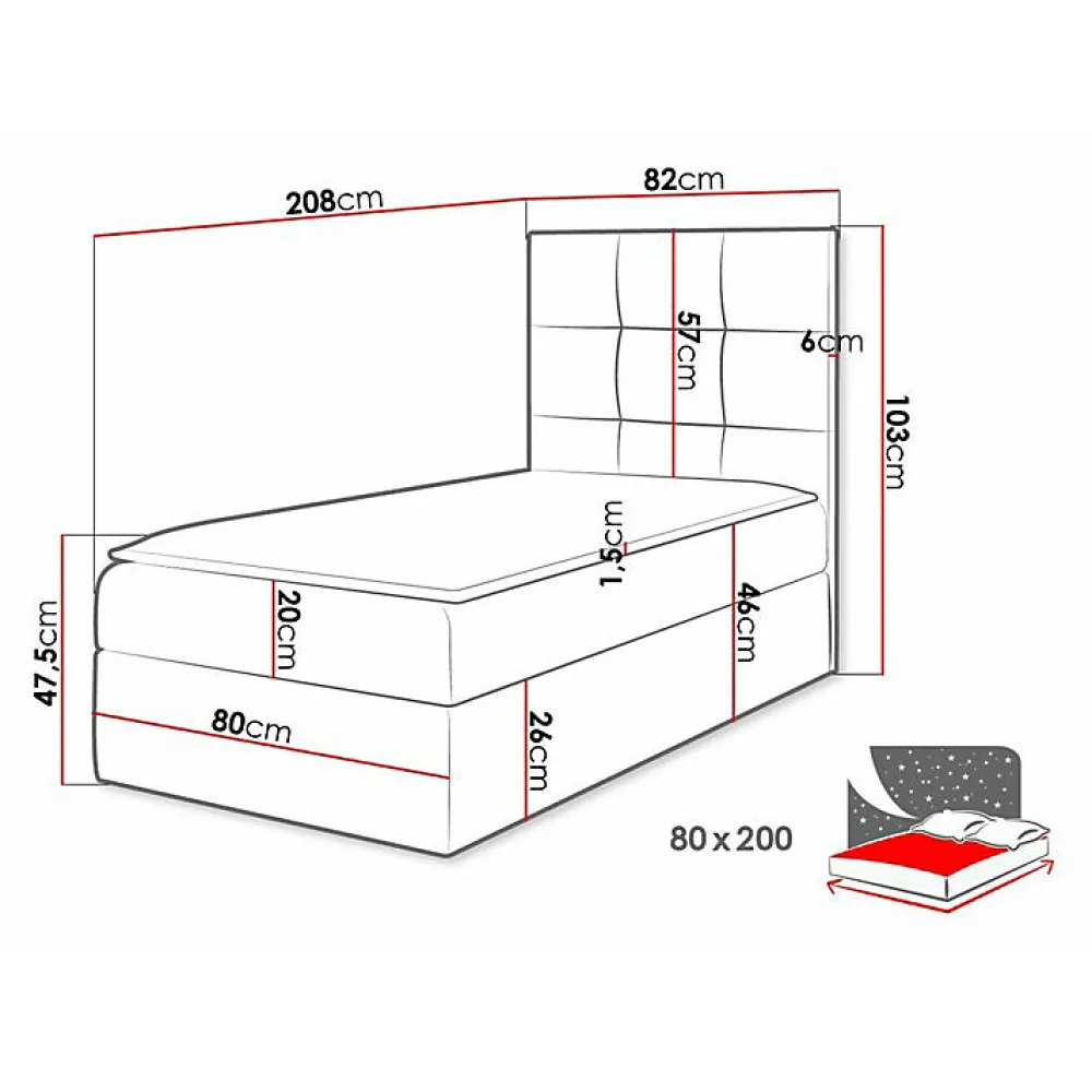 Lit continental Baltimore 180, Unique, Blanc, Faux cuir, Disponible>Mobilier1 Sale