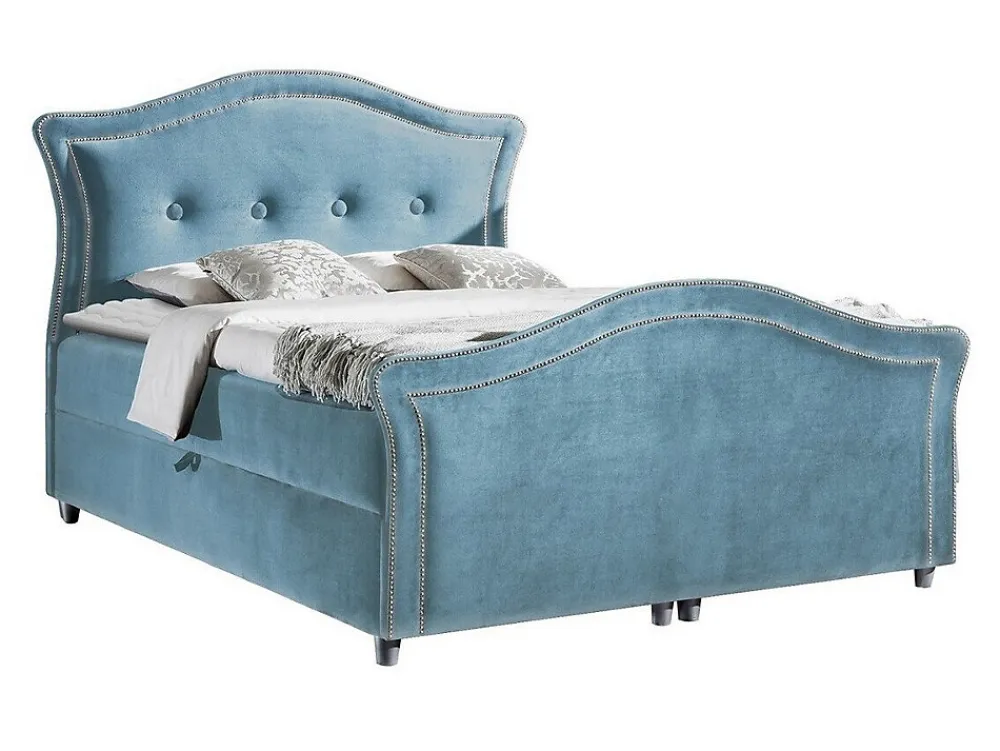 Lit continental Baltimore 136, Double, Bleu, Tissu, Disponible>Mobilier1 Best
