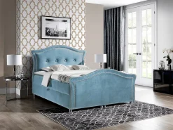 Lit continental Baltimore 136, Double, Bleu, Tissu, Disponible>Mobilier1 Best