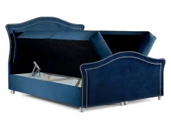 Lit continental Baltimore 136, Double, Bleu, Tissu, Disponible><noscript><img width=