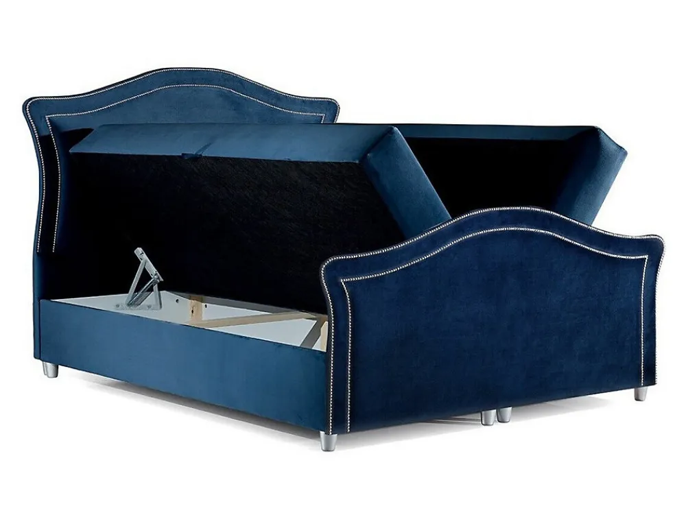 Lit continental Baltimore 136, Double, Bleu, Tissu, Disponible>Mobilier1 Best