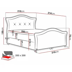 Lit continental Baltimore 136, Double, Bleu, Tissu, Disponible><noscript><img width=