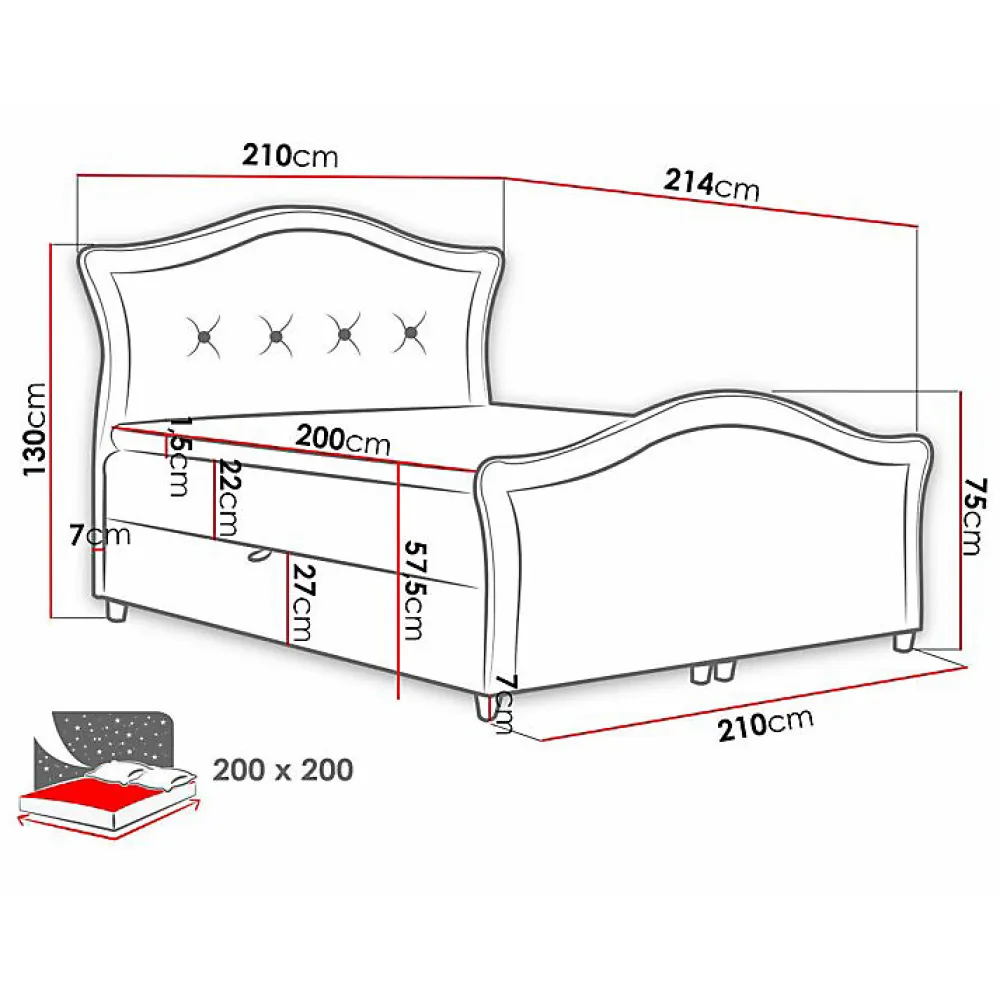 Lit continental Baltimore 136, Double, Bleu, Tissu, Disponible>Mobilier1 Best