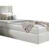 Mobilier1 Lit continental Baltimore 179, Unique, Brun clair, Faux cuir* Ensemble Sommier Et Matelas