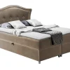 Lit continental Baltimore 135, Unique, Brun clair, Tissu, Disponible>Mobilier1 Clearance