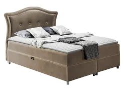 Lit continental Baltimore 135, Unique, Brun clair, Tissu, Disponible>Mobilier1 Clearance