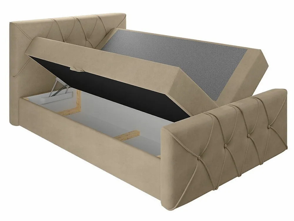 Lit continental Baltimore 150, Double, Bleu, Tissu, Disponible>Mobilier1 Online