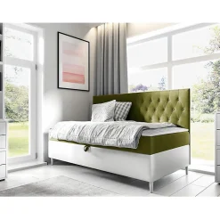 Mobilier1 Lit continental Baltimore 166, Unique, Vert, Faux cuir, Disponible* Ensemble Sommier Et Matelas