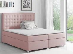 Mobilier1 Lit continental Baltimore 115, Double, Rose, Tissu, Disponible* Ensemble Sommier Et Matelas