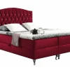 Mobilier1 Lit continental Baltimore 142, Double, Rouge, Tissu, Disponible* Ensemble Sommier Et Matelas