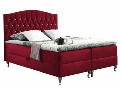 Mobilier1 Lit continental Baltimore 142, Double, Rouge, Tissu, Disponible* Ensemble Sommier Et Matelas