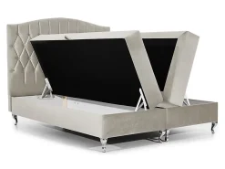 Mobilier1 Lit continental Baltimore 142, Double, Rouge, Tissu, Disponible* Ensemble Sommier Et Matelas