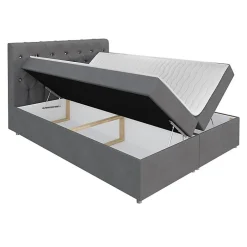 Mobilier1 Lit continental Baltimore 112, Double, Brun clair, Tissu, Disponible* Ensemble Sommier Et Matelas