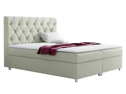 Mobilier1 Lit continental Baltimore 112, Double, Brun clair, Tissu, Disponible* Ensemble Sommier Et Matelas