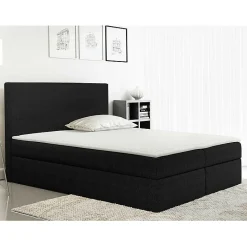 Lit continental Baltimore 163, Double, Noir, Tissu, Disponible>Mobilier1 Discount