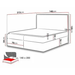 Lit continental Baltimore 163, Double, Noir, Tissu, Disponible><noscript><img width=