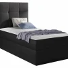 Lit continental Baltimore 180, Unique, Gris, Faux cuir, Disponible>Mobilier1 Outlet