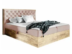 Lit continental Baltimore 182, Unique, Rose, Tissu, Disponible>Mobilier1 Online
