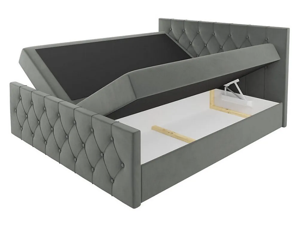 Lit continental Baltimore 161, Unique, Jaune, Tissu, Disponible>Mobilier1 Clearance