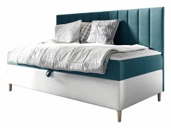Mobilier1 Lit continental Baltimore 165, Unique, Turquoise, Faux cuir* Ensemble Sommier Et Matelas