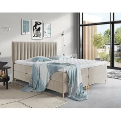Lit continental ComfiDream 156, Double, Brun clair, Tissu, Disponible>Mobilier1 Discount