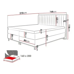 Lit continental ComfiDream 156, Double, Brun clair, Tissu, Disponible><noscript><img width=