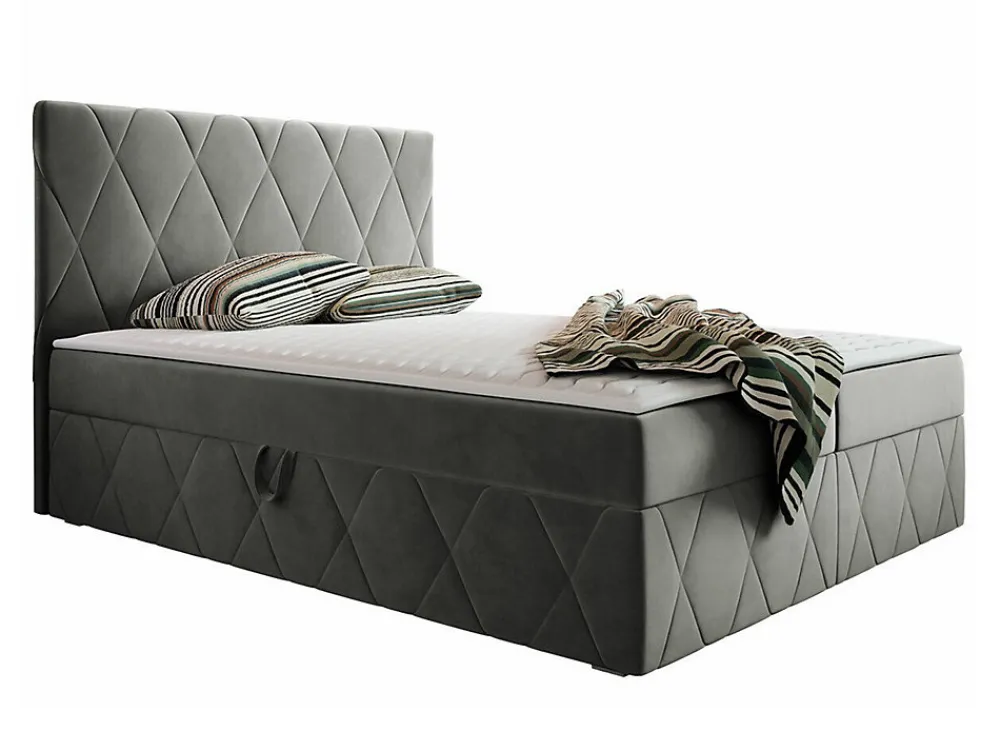 Lit continental Comfivo 225, Double, Gris, Tissu, Disponible>Mobilier1 Best