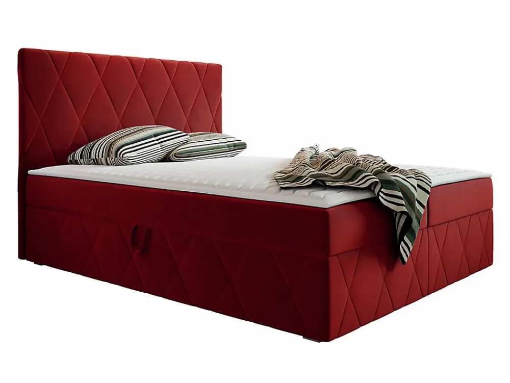 Mobilier1 Lit continental Comfivo 225, Double, Rouge, Tissu, Disponible* Ensemble Sommier Et Matelas