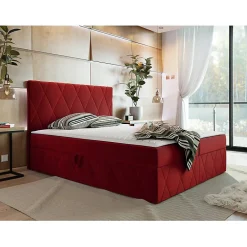 Mobilier1 Lit continental Comfivo 225, Double, Rouge, Tissu, Disponible* Ensemble Sommier Et Matelas