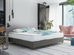 Lit continental Logan 109, Double, Gris, Tissu, Disponible>Mobilier1 Discount