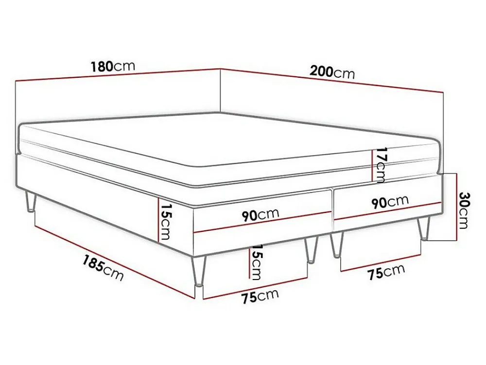 Lit continental Logan 109, Double, Gris, Tissu, Disponible>Mobilier1 Discount