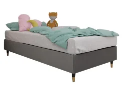 Mobilier1 Lit continental Logan 108, Unique, Gris, Tissu, Disponible* Ensemble Sommier Et Matelas