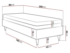 Mobilier1 Lit continental Logan 108, Unique, Gris, Tissu, Disponible* Ensemble Sommier Et Matelas