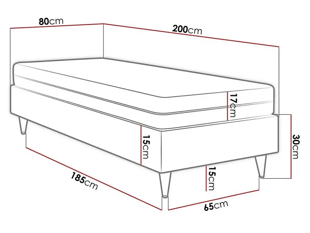 Mobilier1 Lit continental Logan 108, Unique, Gris, Tissu, Disponible* Ensemble Sommier Et Matelas