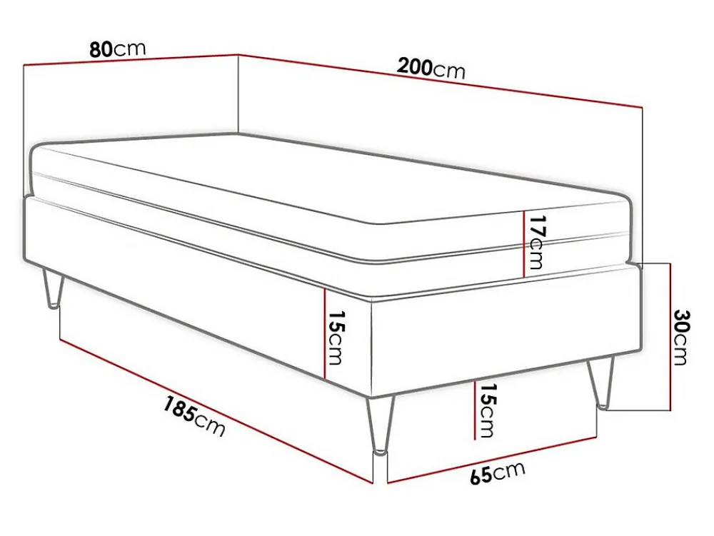 Lit continental Logan 108, Unique, Rose, Tissu, Disponible>Mobilier1 New