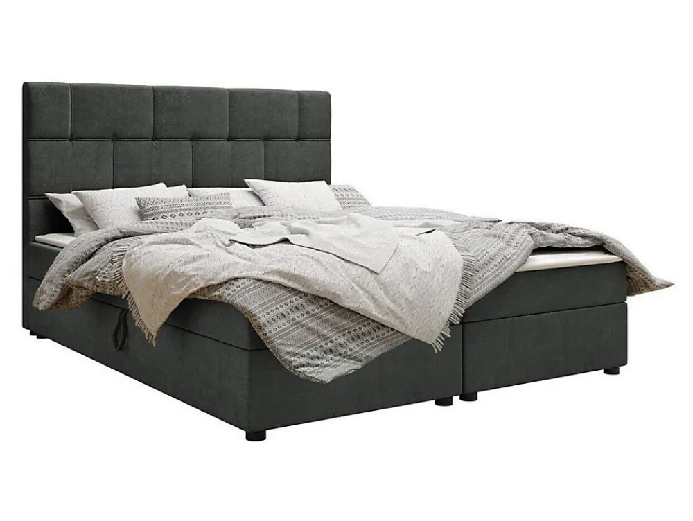 Lit continental Memphis 103, Double, Gris, Tissu, Disponible>Mobilier1 Discount