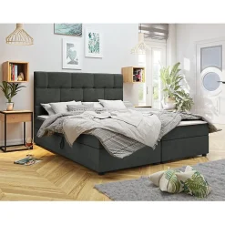 Lit continental Memphis 103, Double, Gris, Tissu, Disponible>Mobilier1 Discount