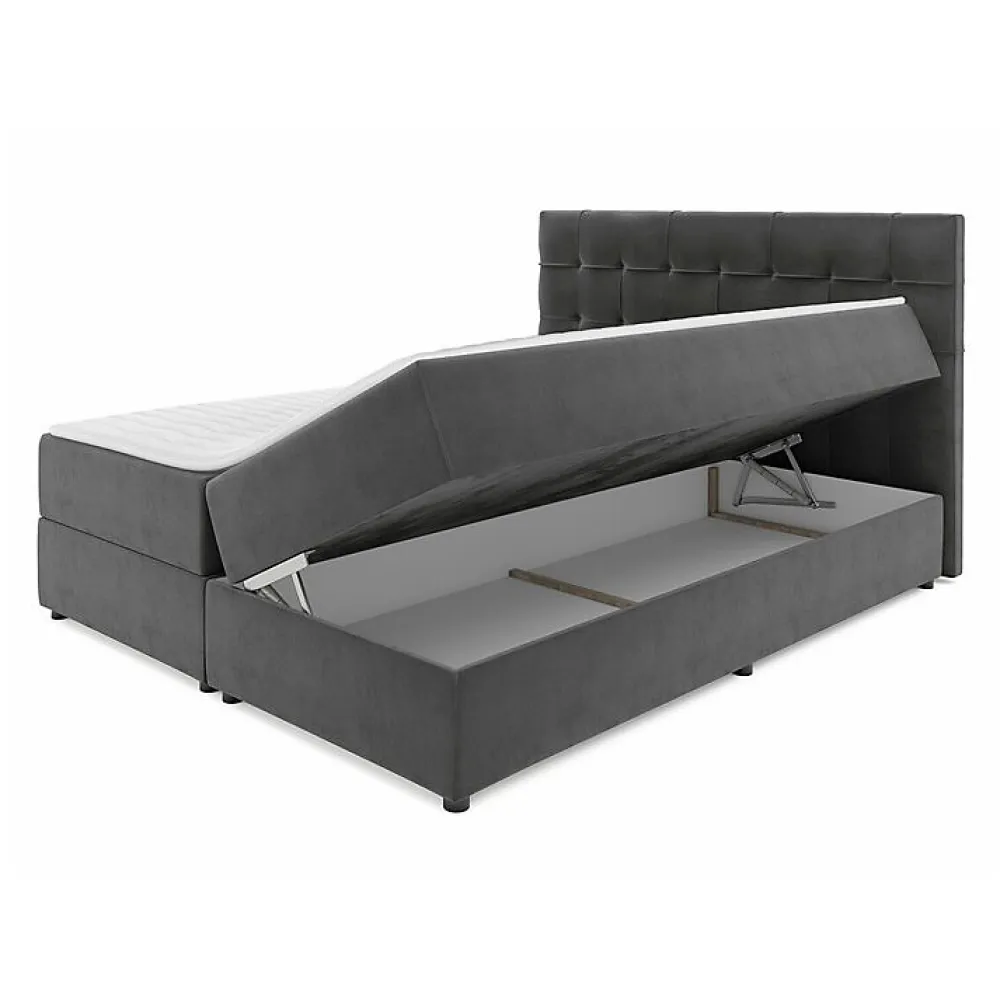 Lit continental Memphis 103, Double, Gris, Tissu, Disponible>Mobilier1 Discount