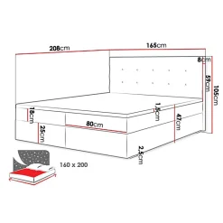 Mobilier1 Lit continental Memphis 114, Double, Vert, Tissu, Disponible* Ensemble Sommier Et Matelas