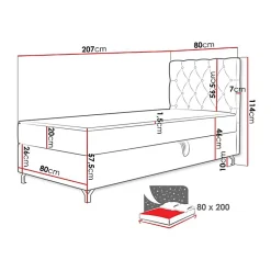 Mobilier1 Lit continental Memphis 142, Unique, Brun clair, Tissu, Disponible* Ensemble Sommier Et Matelas