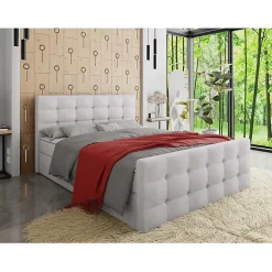 Mobilier1 Lit continental Memphis 118, Double, Gris, Tissu, Disponible* Ensemble Sommier Et Matelas