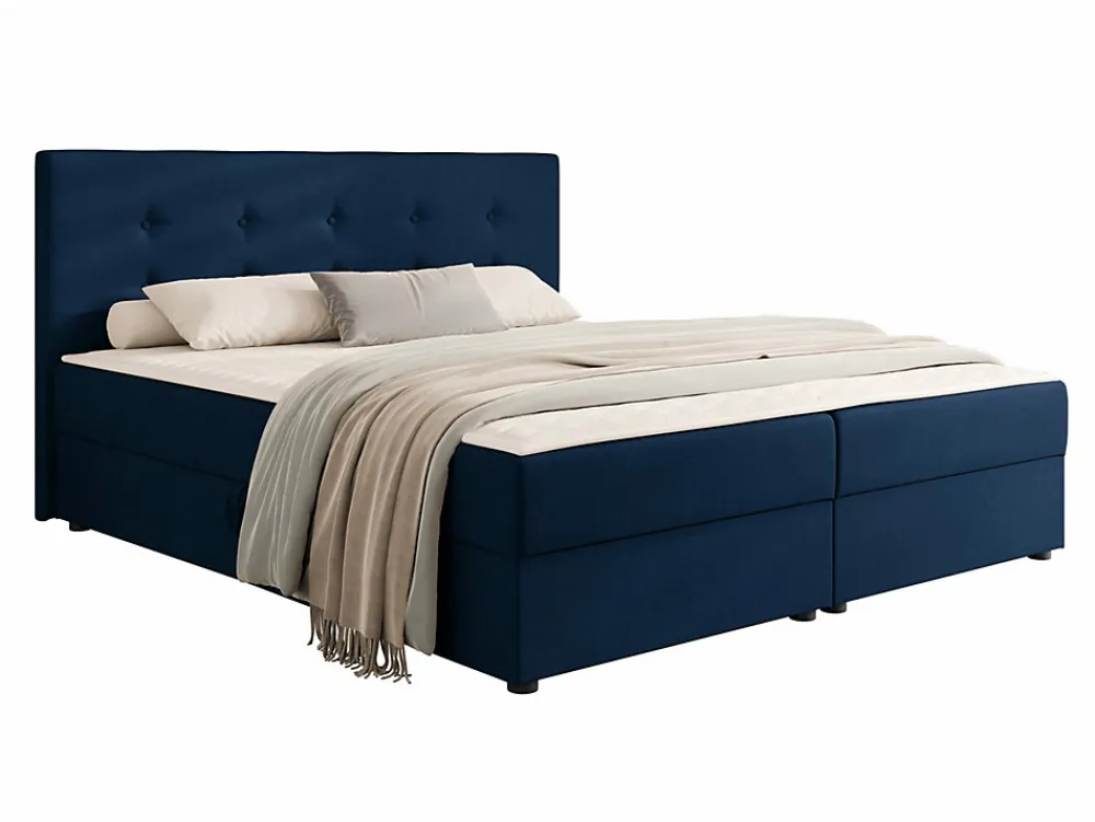 Lit continental Memphis 114, Double, Bleu, Tissu, Disponible>Mobilier1 Outlet