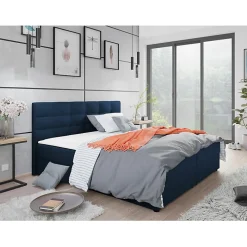 Lit continental Memphis 114, Double, Bleu, Tissu, Disponible>Mobilier1 Outlet