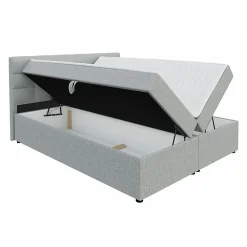 Lit continental Memphis 114, Double, Bleu, Tissu, Disponible><noscript><img width=