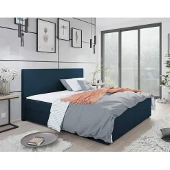 Lit continental Memphis 117, Double, Bleu, Tissu, Disponible>Mobilier1 Discount