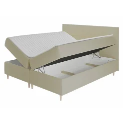 Lit continental Memphis 135, Double, Gris, Tissu, Disponible><noscript><img width=
