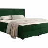 Mobilier1 Lit continental Memphis 116, Double, Vert, Tissu, Disponible* Ensemble Sommier Et Matelas