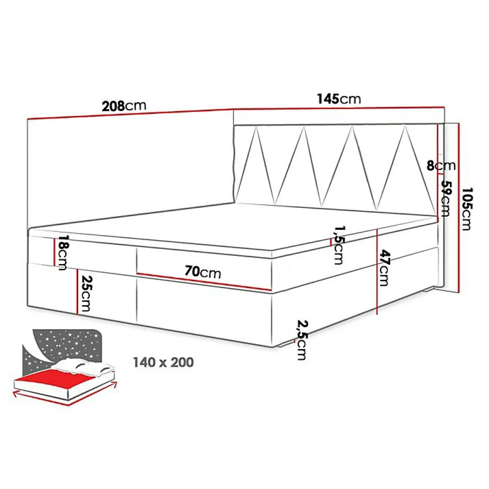 Mobilier1 Lit continental Memphis 116, Double, Vert, Tissu, Disponible* Ensemble Sommier Et Matelas