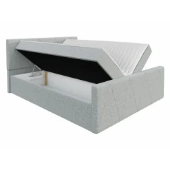 Mobilier1 Lit continental Memphis 119, Double, Gris, Tissu, Disponible* Ensemble Sommier Et Matelas